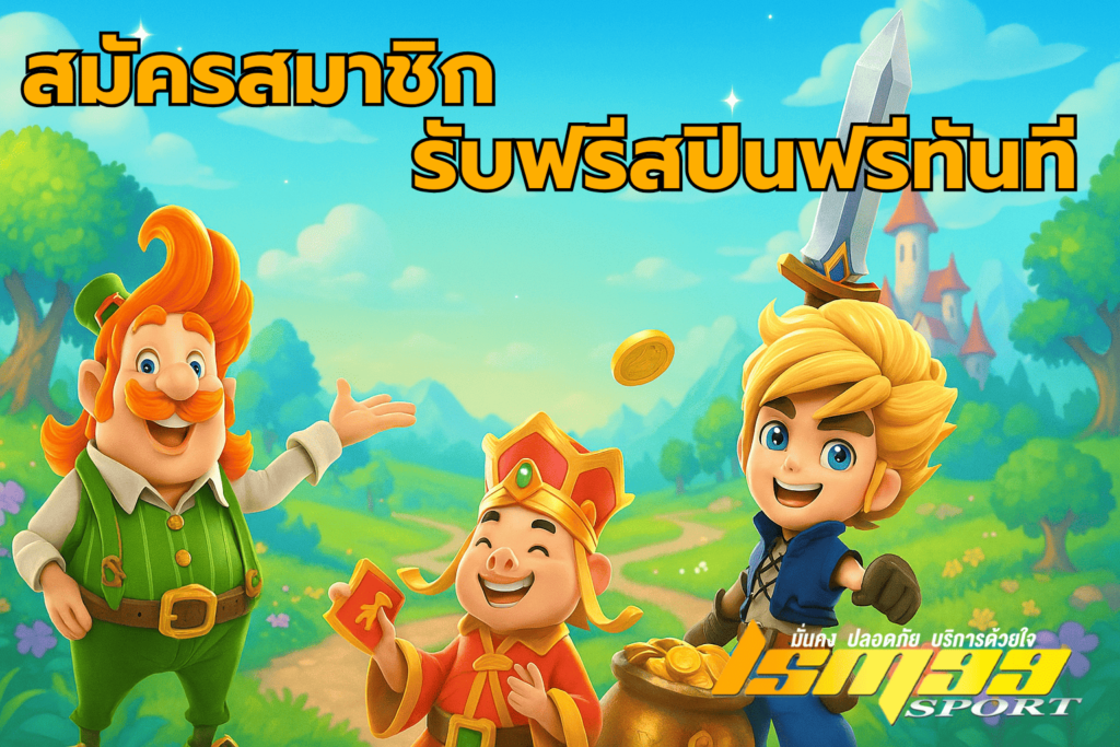 ตัวละคร PG Slot ยิ้มสดใส บนฉากธรรมชาติแฟนตาซี พร้อมเหรียญทอง สื่อถึงความสนุกและปลอดภัย