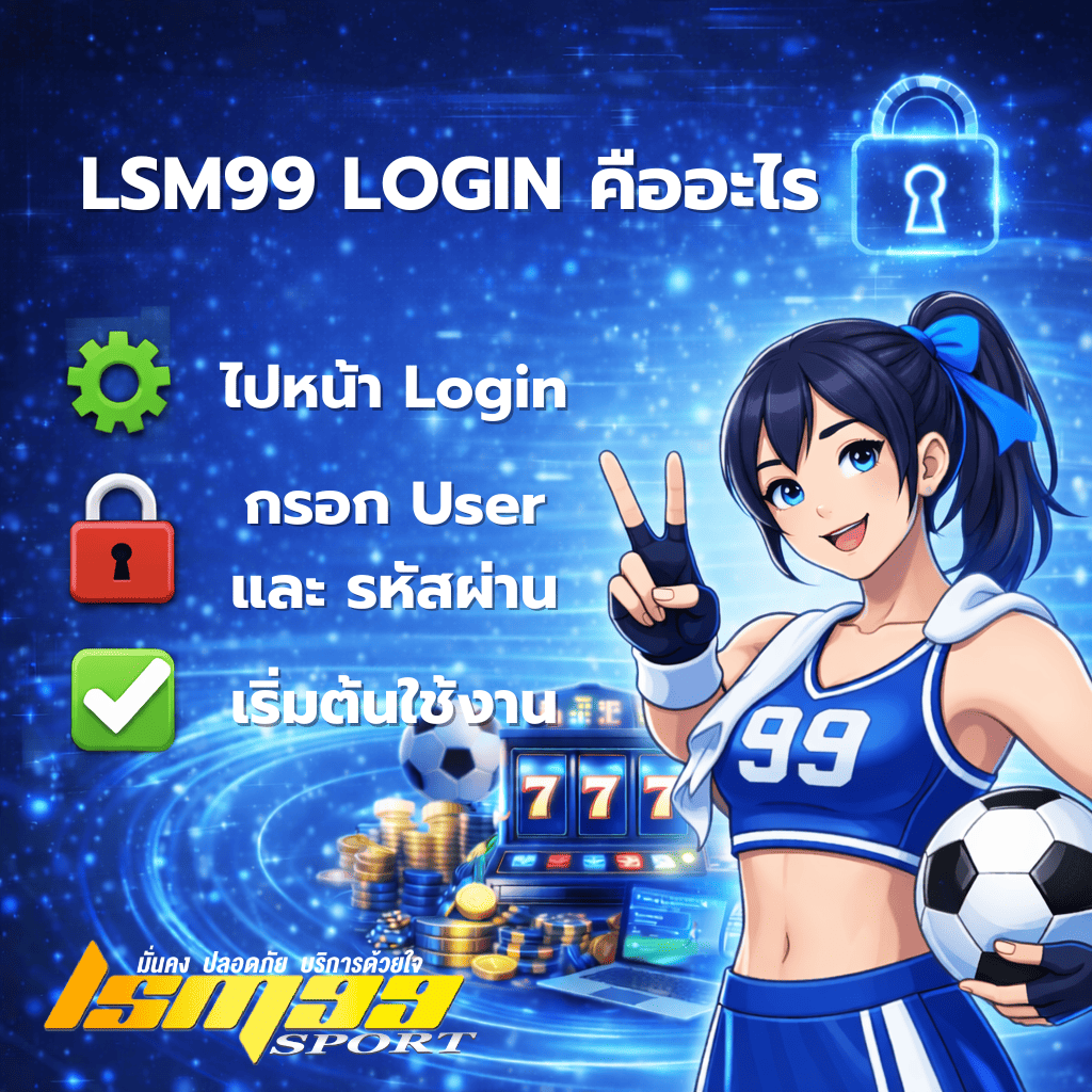 ภาพอินโฟกราฟิกอธิบาย LSM99 LOGIN คืออะไร พร้อมขั้นตอนเข้าสู่ระบบ lsm99sport กรอกผู้ใช้และรหัสผ่านเพื่อเริ่มใช้งาน